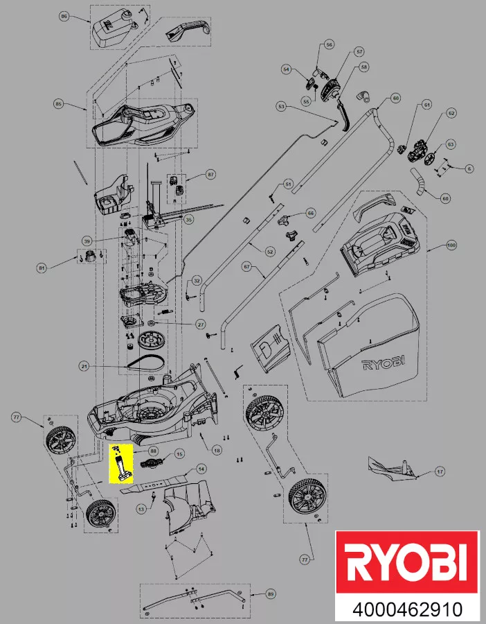 Levier réglage hauteur réf. 5131042315 tondeuse à gazon Ryobi